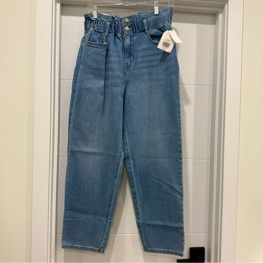 Wonderly Paperbag Waist Denim Pants elastic waist
